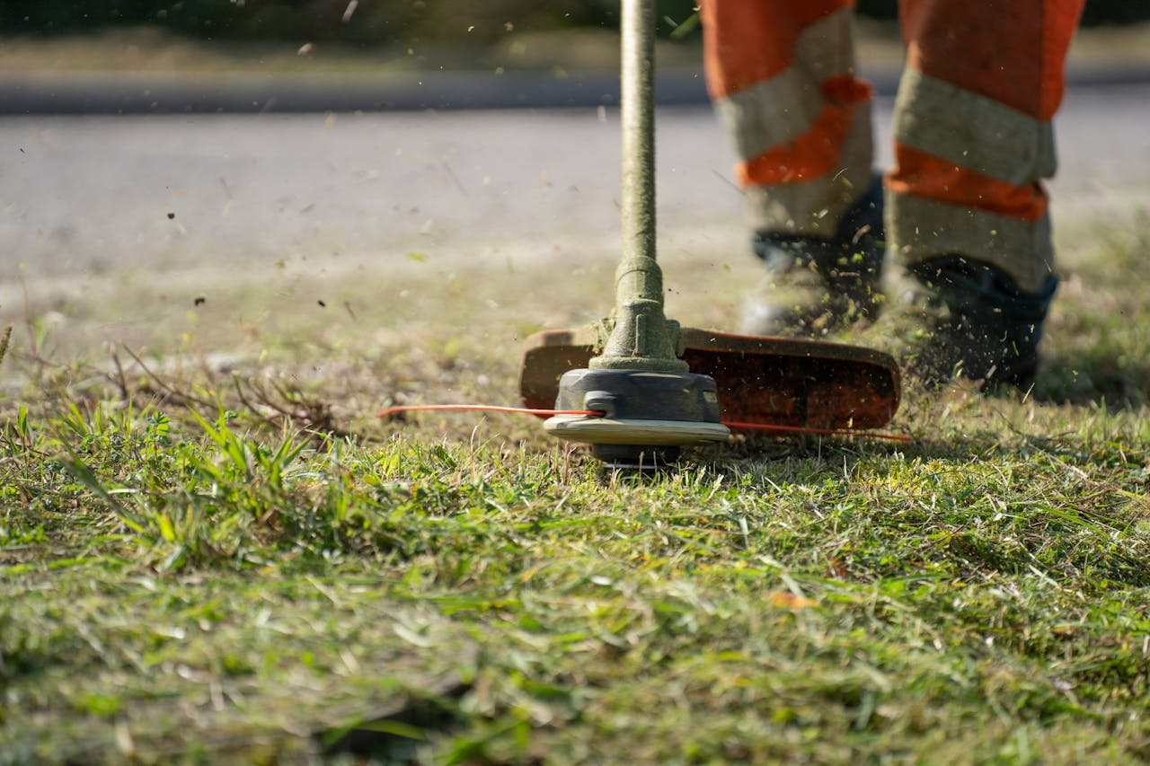 grästrimmer i arbete